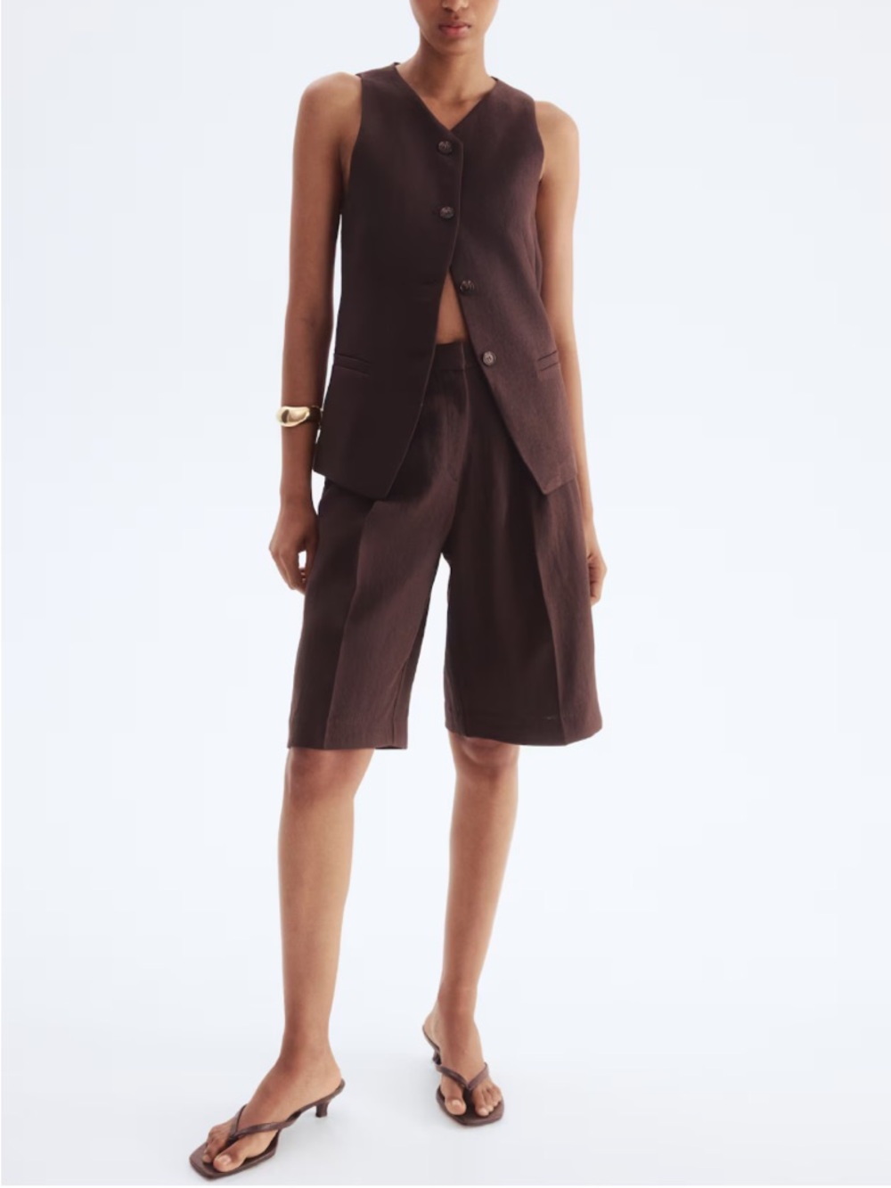 Dark Brown Button-Front Vest - Picture 7 of 7